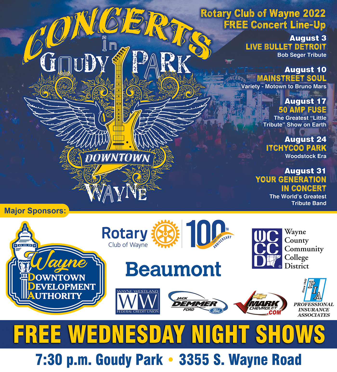 The Wayne Dispatch » Free concerts in Goudy Park 2022 lineup
